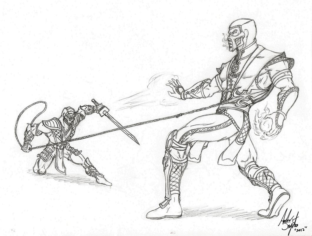 Mortal Kombat Scorpion And Sub Zero Drawing - Drawing Art Ideas